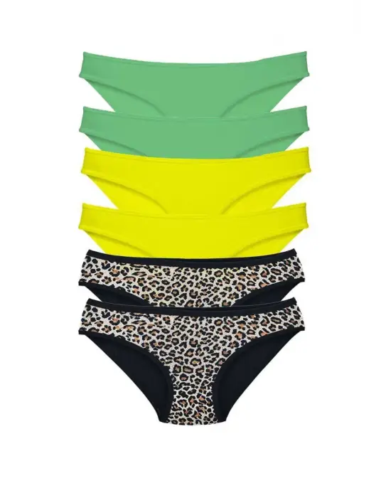 Çarpıcı Kadın Slip Külot 6lisi Leoprints