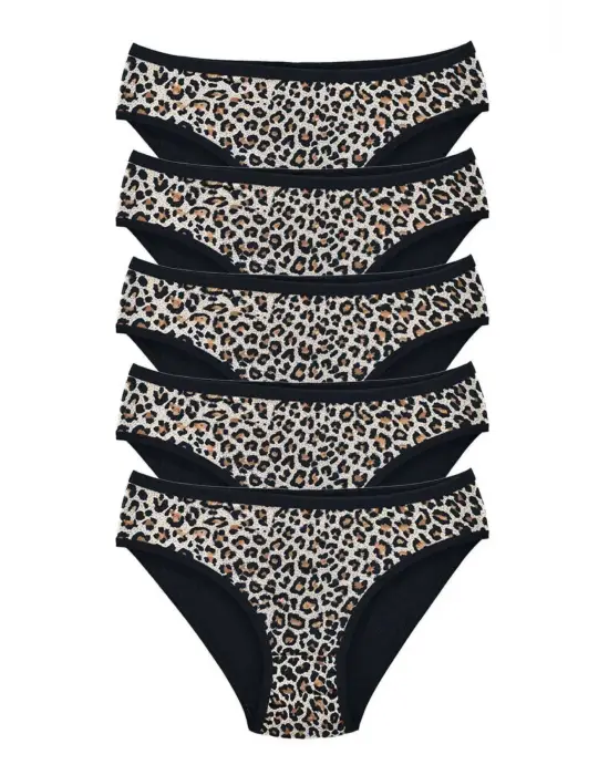 Çarpıcı Leopar Desenli Kadın Slip Külot