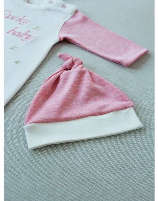 Çarpıcı Nakışlı Bebek Tulumu - Pembe