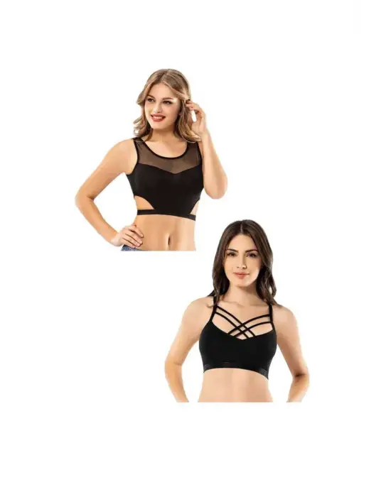 Çarpıcı Tül Modelli Çapraz İpli Büstiyer
