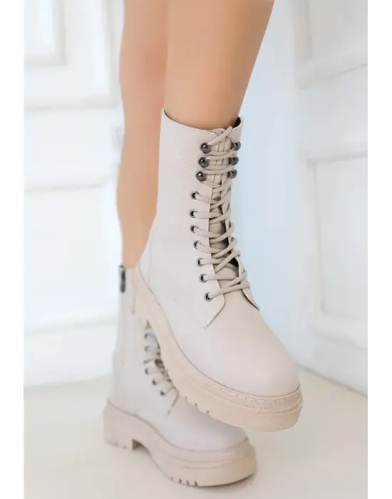 Modern Bej Bağcıklı Bot