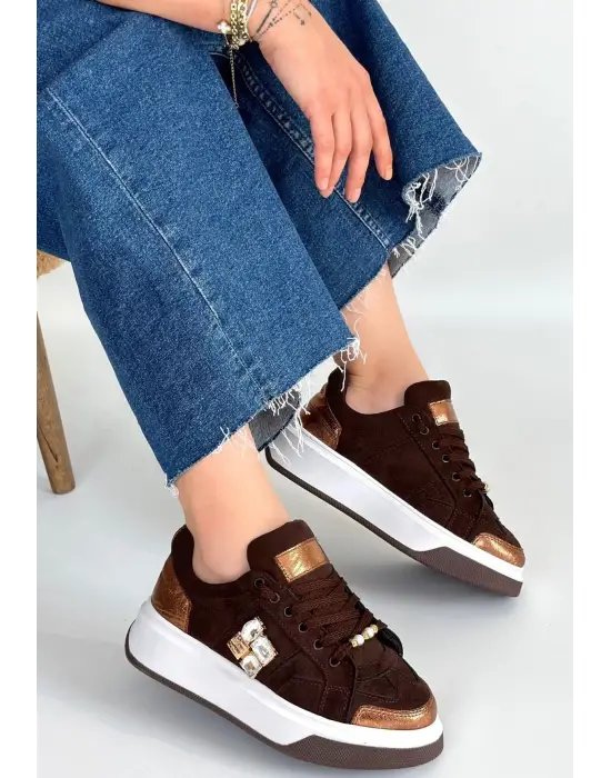 Ceans Kahverengi Süet Bağcıklı Spor Ayakkabı