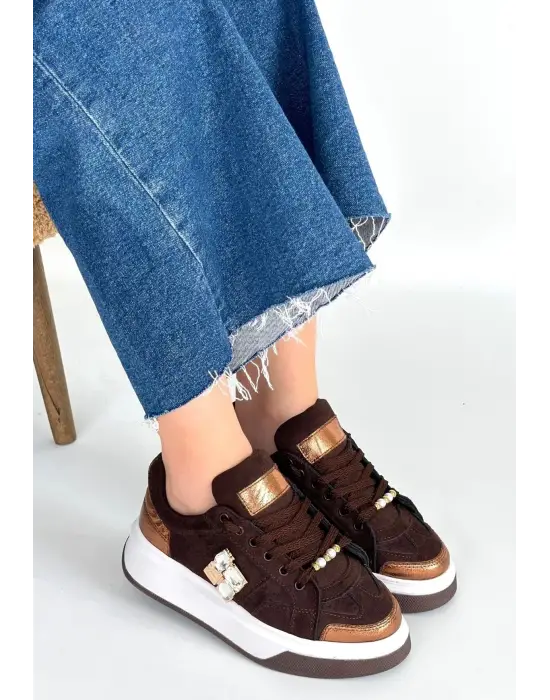 Ceans Kahverengi Süet Bağcıklı Spor Ayakkabı
