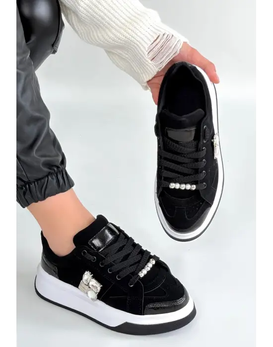 Ceans Siyah Süet Bağcıklı Spor Ayakkabı