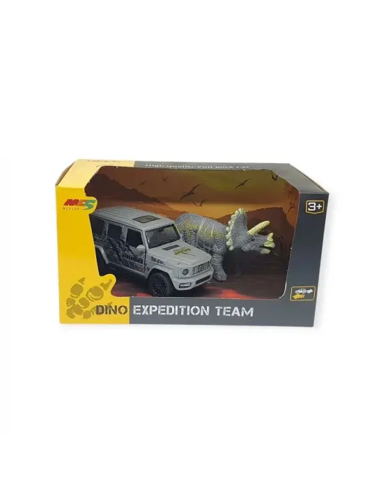 Çek Bırak Araç ve Dinazor  Oyun Seti - 6843-2D- Gri