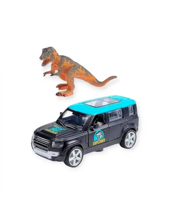 Çek Bırak Araç ve Dinazor  Oyun Seti - 6843-2D- Mavi