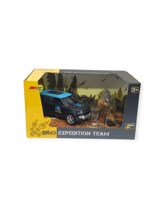 Çek Bırak Araç ve Dinazor  Oyun Seti - 6843-2D- Mavi