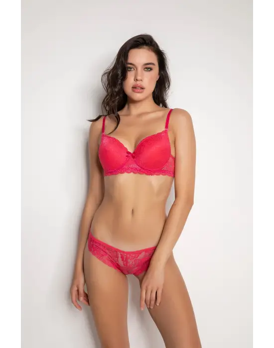 Omarı Dantelli Fuşya Slip Sütyen Takımı