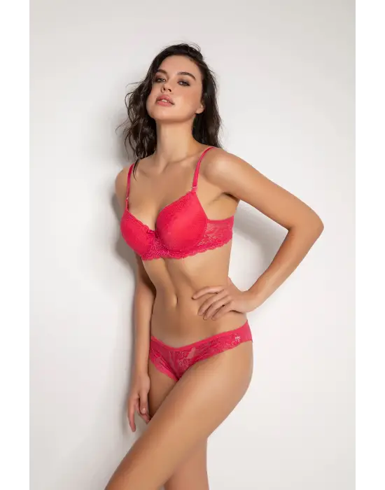 Omarı Dantelli Fuşya Slip Sütyen Takımı