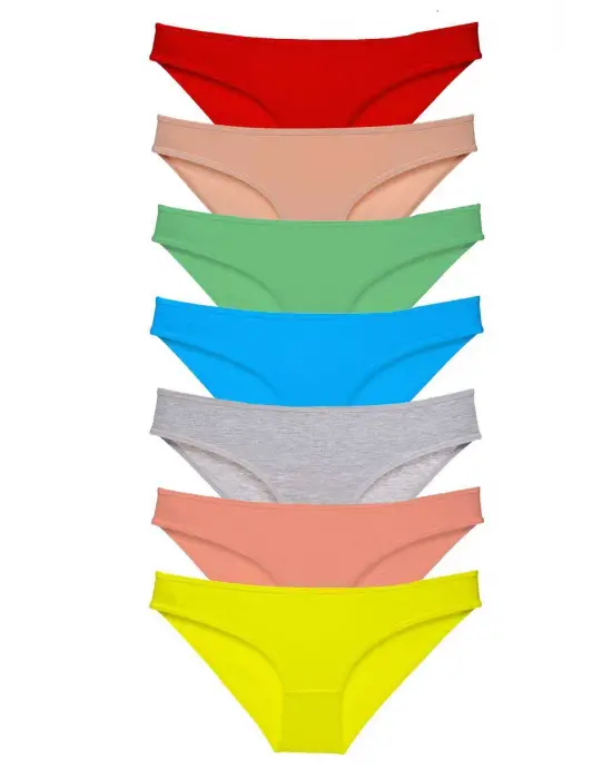 Omarı Renkli Likralı Kadın Slip Külot Seti