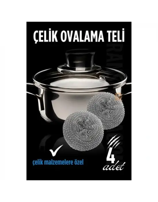 Çelik Bulaşık Ovalama Teli 4 Adet