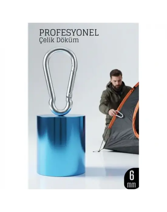 Çelik Yan Açılır Karabina - 6 mm Kamp, Tırmanış ve Günlük Kullanım İçin Güvenli Kilit