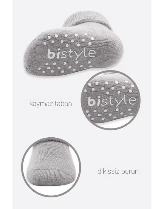 Omarı Kaymaz Havlu Soket Çorap 2li Set İndigo Gri