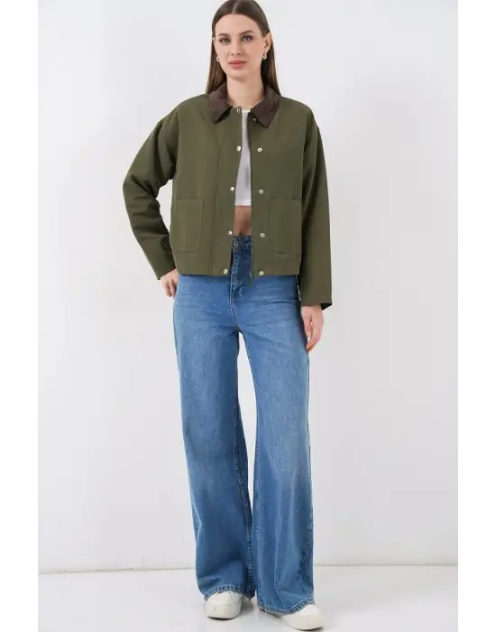 Cep Detaylı Kısa Ceket 5975 - Haki