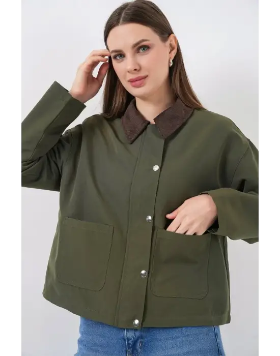 Cep Detaylı Kısa Ceket 5975 - Haki
