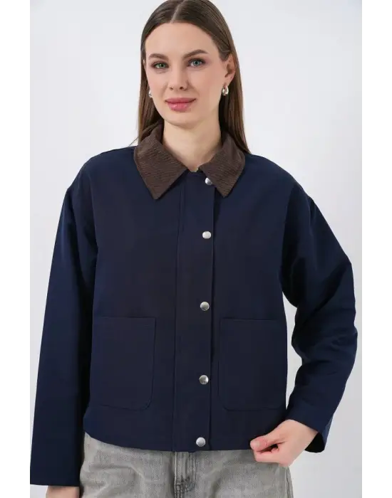 Cep Detaylı Kısa Ceket 5975 - Lacivert