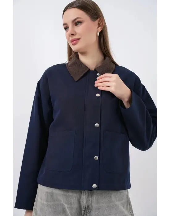 Cep Detaylı Kısa Ceket 5975 - Lacivert