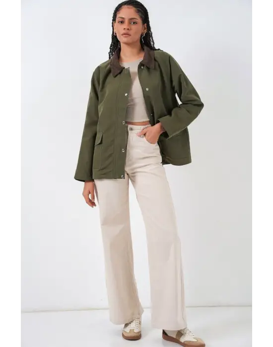 Cep Detaylı Oversize Ceket 5973 - Haki