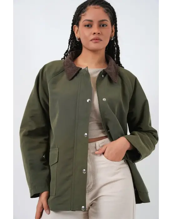 Cep Detaylı Oversize Ceket 5973 - Haki