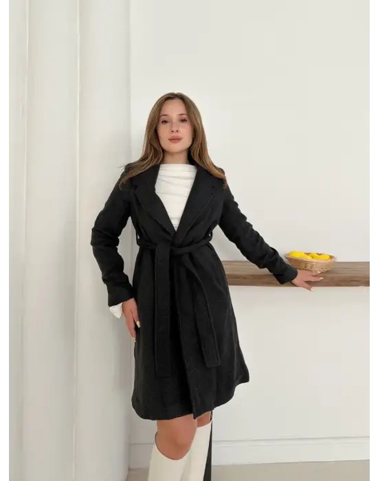 Cepli kuşaklı kaşe kaban antrasit st26458