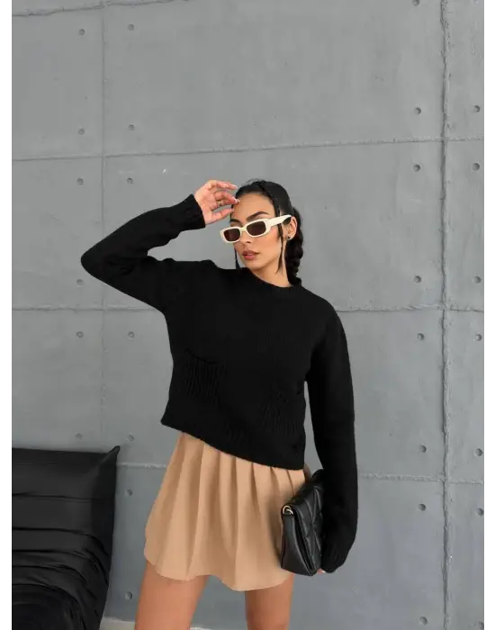 Cepli triko kazak siyah