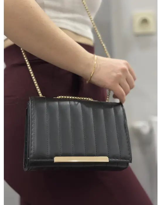 Omarı Modern Siyah Deri Çanta