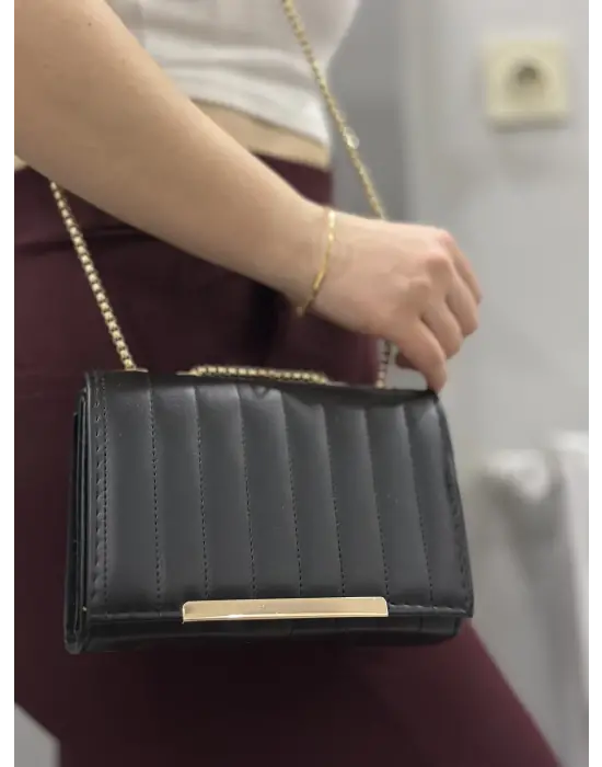 Omarı Modern Siyah Deri Çanta