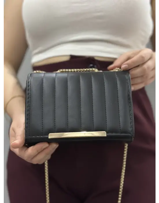 Omarı Modern Siyah Deri Çanta