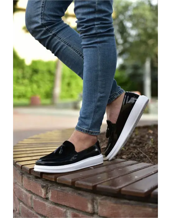 Omarı Vernik Kaplamalı Siyah Erkek Loafer Ayakkabı