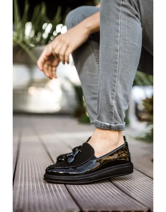 Omarı Parlament Blue Velvet Loafer Ayakkabı