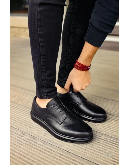 Omarı Siyah Deri Erkek Ayakkabısı - Kalite ve Şıklığı Buluşturan Model
