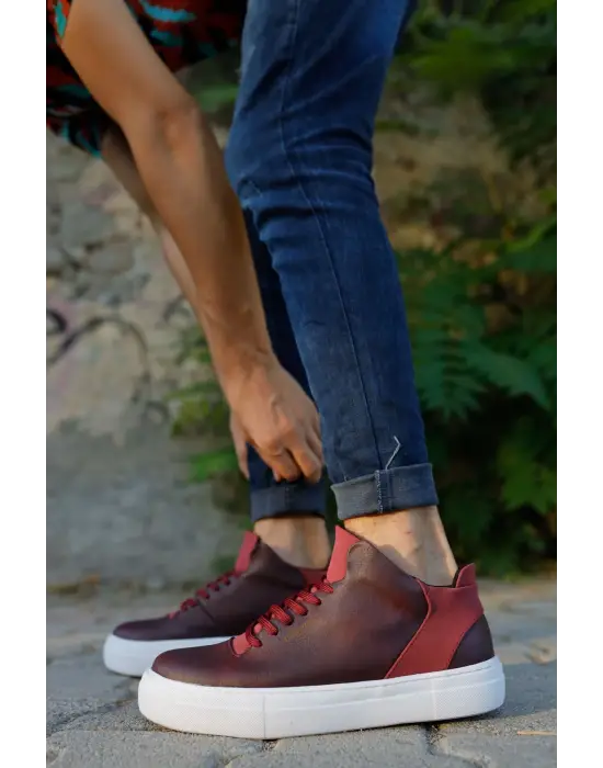 Omarı Şık ve Rahat Erkek Bordo Ayakkabı