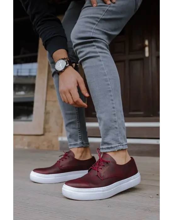Omarı Modern ve Rahat Erkek Bordo Ayakkabı