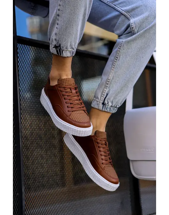 Omarı Modern Tasarımlı Erkek Ayakkabı Taba