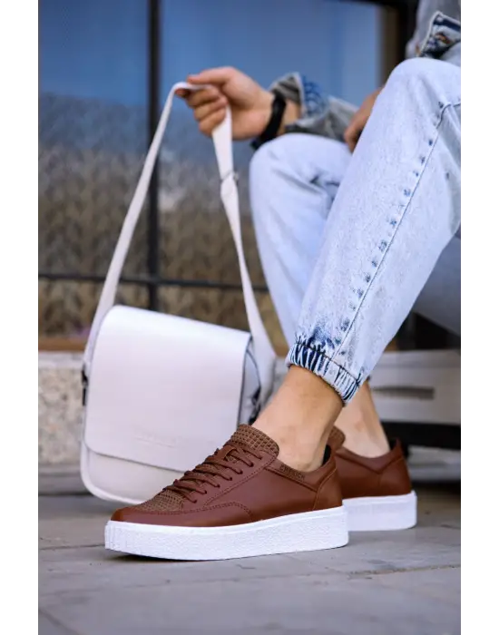 Omarı Modern Tasarımlı Erkek Ayakkabı Taba