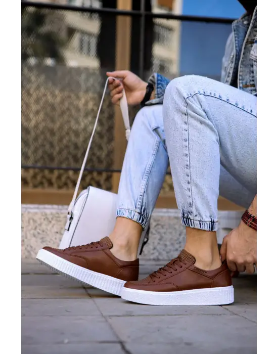 Omarı Modern Tasarımlı Erkek Ayakkabı Taba