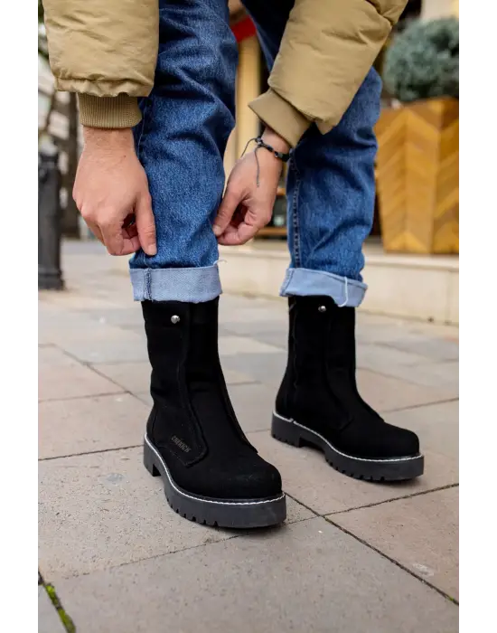 Omarı Şık ve Dayanıklı Erkek Bot - Quebec SIYAH