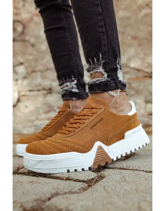 Omarı Şık Erkek Ayakkabı Taba ve Beyaz Rengiyle