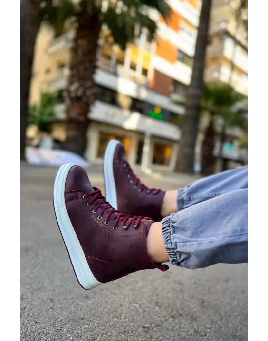 Omarı Şık ve Rahat Erkek Bordo Bot