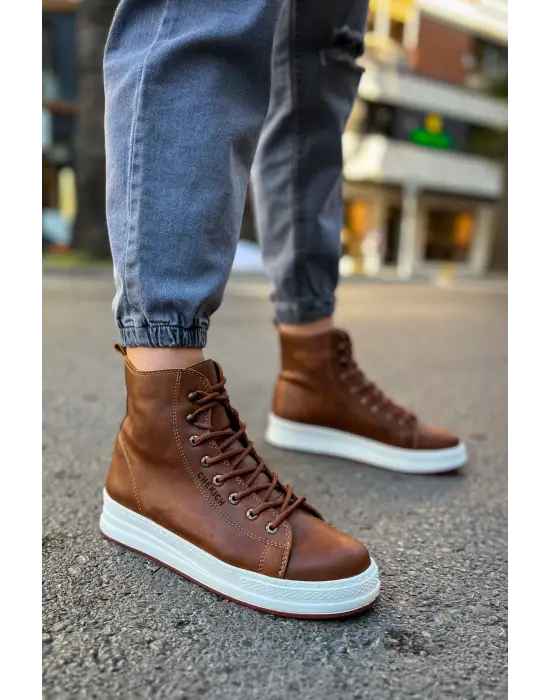 Omarı Şık Deri Erkek Bot - Taba Renkli