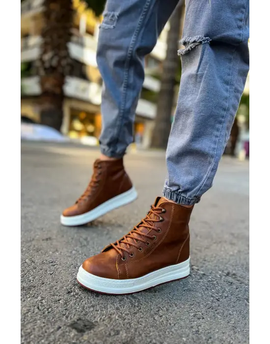 Omarı Şık Deri Erkek Bot - Taba Renkli