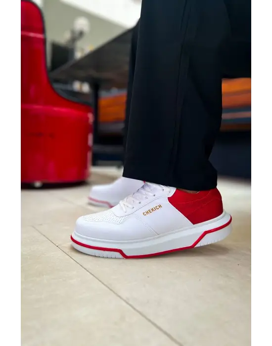 Omarı Etkileyici Beyaz-Kırmızı Erkek Ayakkabı