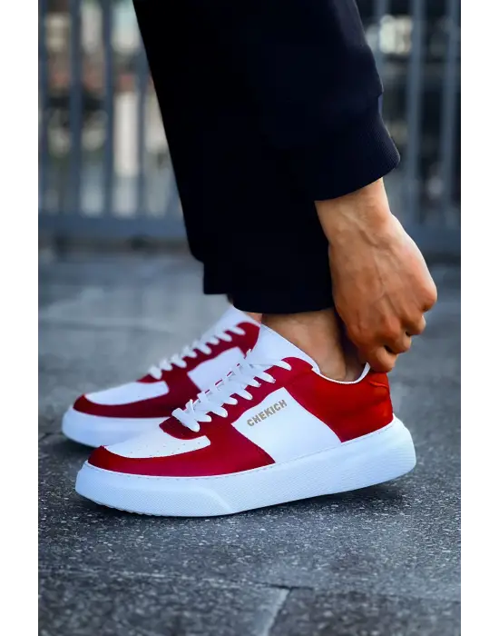 Omarı Modern ve Şık Kırmızı Beyaz Erkek Ayakkabısı