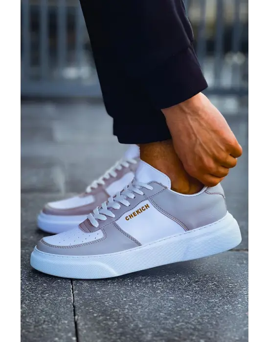 Omarı Şık ve Rahat Erkek Ayakkabı Beyaz Gri