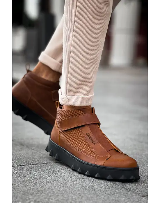 Omarı Trendy Pyramid Desenli Yüksek Erkek Bot