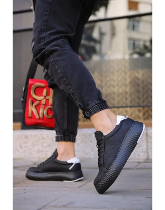 Omarı Modern ve Şık Erkek Ayakkabısı SIYAH/BEYAZ