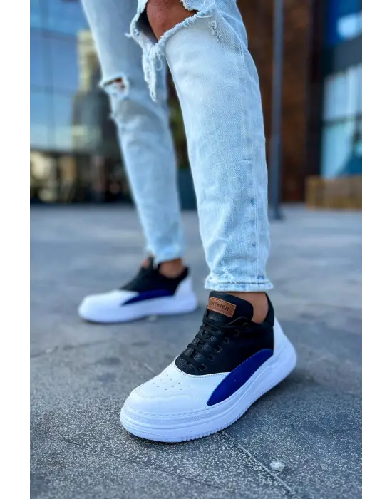 Omarı Hafif ve Şık Erkek Ayakkabı - Beyaz/Sax Mavi/Siyah
