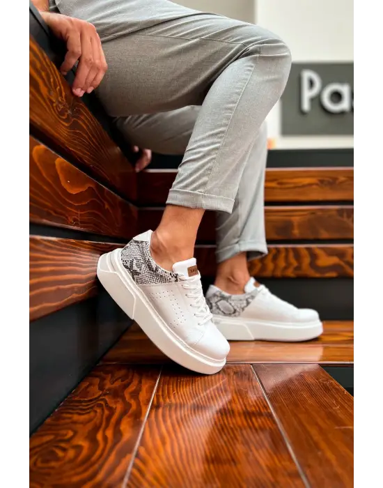 Omarı Sporcu Tasarımı Beyaz Erkek Ayakkabısı