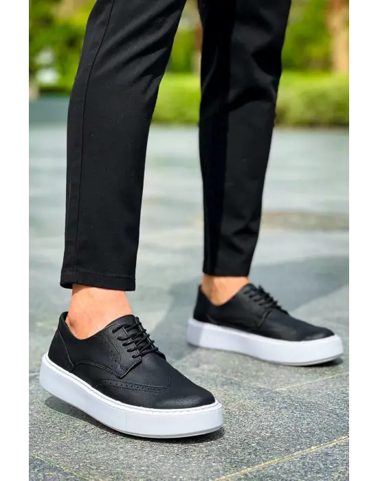 Omarı Siyah Renkli Değişken Tabanlı Erkek Ayakkabı