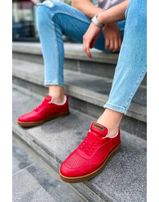 Omarı Retro Tarzda Kırmızı Erkek Ayakkabı